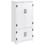HOMCOM Kitchen Pantry Cabinet Storage. Floor Storage Cabinet, Cupboard Organizer with Adjustable Shelves and 4-Doors, White - Image 16