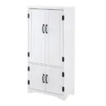 HOMCOM Kitchen Pantry Cabinet Storage. Floor Storage Cabinet, Cupboard Organizer with Adjustable Shelves and 4-Doors, White