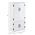HOMCOM Kitchen Pantry Cabinet Storage. Floor Storage Cabinet, Cupboard Organizer with Adjustable Shelves and 4-Doors, White - Image 3