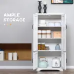 HOMCOM Kitchen Pantry Cabinet Storage. Floor Storage Cabinet, Cupboard Organizer with Adjustable Shelves and 4-Doors, White - Image 4
