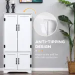 HOMCOM Kitchen Pantry Cabinet Storage. Floor Storage Cabinet, Cupboard Organizer with Adjustable Shelves and 4-Doors, White - Image 6