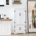HOMCOM Kitchen Pantry Cabinet Storage. Floor Storage Cabinet, Cupboard Organizer with Adjustable Shelves and 4-Doors, White - Image 8