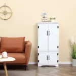 HOMCOM Kitchen Pantry Cabinet Storage. Floor Storage Cabinet, Cupboard Organizer with Adjustable Shelves and 4-Doors, White - Image 10