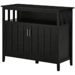 Kitchen Sideboard Buffet Cabinet with 2 Doors Adjustable Shelves for Entryway Living Room Black - Image 11