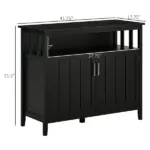 Kitchen Sideboard Buffet Cabinet with 2 Doors Adjustable Shelves for Entryway Living Room Black - Image 3