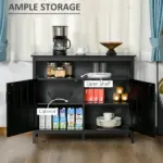 Kitchen Sideboard Buffet Cabinet with 2 Doors Adjustable Shelves for Entryway Living Room Black - Image 5