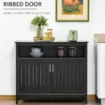 Kitchen Sideboard Buffet Cabinet with 2 Doors Adjustable Shelves for Entryway Living Room Black - Image 7