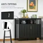 Kitchen Sideboard Buffet Cabinet with 2 Doors Adjustable Shelves for Entryway Living Room Black - Image 9