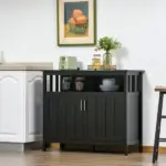Kitchen Sideboard Buffet Cabinet with 2 Doors Adjustable Shelves for Entryway Living Room Black - Image 10