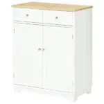 Kitchen Storage Cabinet, Sideboard Floor Cupboard with Solid Wood Top, Adjustable Shelf and 2 Drawers for Living Room, Hallway, White - Image 17