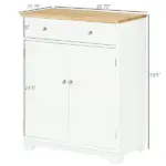 Kitchen Storage Cabinet, Sideboard Floor Cupboard with Solid Wood Top, Adjustable Shelf and 2 Drawers for Living Room, Hallway, White - Image 3