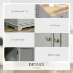Kitchen Storage Cabinet, Sideboard Floor Cupboard with Solid Wood Top, Adjustable Shelf, and 3 Drawers, Gray - Image 6