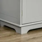 Kitchen Storage Cabinet, Sideboard Floor Cupboard with Solid Wood Top, Adjustable Shelf, and 3 Drawers, Gray - Image 9