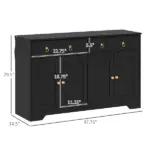 HOMCOM Kitchen Storage Sideboard, Farmhouse Buffet Cabinet with Barn Style Doors, Drawers, Adjustable Shelves, Black - Image 3