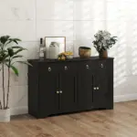 HOMCOM Kitchen Storage Sideboard, Farmhouse Buffet Cabinet with Barn Style Doors, Drawers, Adjustable Shelves, Black - Image 10