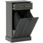Kitchen Tilt Out Trash Bin Cabinet Free Standing Storage Cabinet with Drawer, Charcoal Gray - Image 11