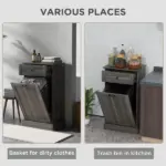 Kitchen Tilt Out Trash Bin Cabinet Free Standing Storage Cabinet with Drawer, Charcoal Gray - Image 6
