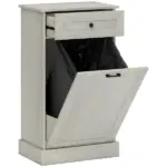 Kitchen Tilt Out Trash Bin Cabinet Free Standing Storage Cabinet with Drawer, Gray - Image 11