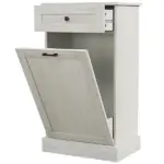 Kitchen Tilt Out Trash Bin Cabinet Free Standing Storage Cabinet with Drawer, Gray