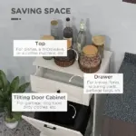 Kitchen Tilt Out Trash Bin Cabinet Free Standing Storage Cabinet with Drawer, Gray - Image 5