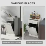Kitchen Tilt Out Trash Bin Cabinet Free Standing Storage Cabinet with Drawer, Gray - Image 6