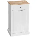 HOMCOM Kitchen Tilt Out Trash Bin Cabinet, White, Free Standing Recycling Can Holder with Drawer - Image 11