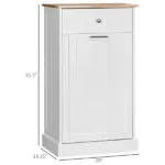 HOMCOM Kitchen Tilt Out Trash Bin Cabinet, White, Free Standing Recycling Can Holder with Drawer - Image 3