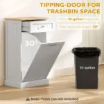 HOMCOM Kitchen Tilt Out Trash Bin Cabinet, White, Free Standing Recycling Can Holder with Drawer - Image 4