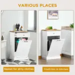 HOMCOM Kitchen Tilt Out Trash Bin Cabinet, White, Free Standing Recycling Can Holder with Drawer - Image 6