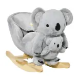 Qaba Koala Animal Rocking Horse Plush Toy, Gray for Toddlers 18-36 Months with Gloved Doll and Realistic Sounds