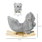 Qaba Koala Animal Rocking Horse Plush Toy, Gray for Toddlers 18-36 Months with Gloved Doll and Realistic Sounds - Image 3