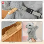 Qaba Koala Animal Rocking Horse Plush Toy, Gray for Toddlers 18-36 Months with Gloved Doll and Realistic Sounds - Image 4