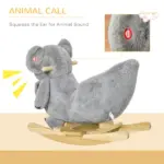 Qaba Koala Animal Rocking Horse Plush Toy, Gray for Toddlers 18-36 Months with Gloved Doll and Realistic Sounds - Image 5