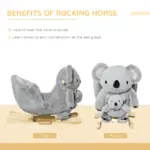 Qaba Koala Animal Rocking Horse Plush Toy, Gray for Toddlers 18-36 Months with Gloved Doll and Realistic Sounds - Image 6