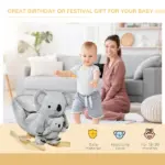 Qaba Koala Animal Rocking Horse Plush Toy, Gray for Toddlers 18-36 Months with Gloved Doll and Realistic Sounds - Image 7