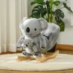 Qaba Koala Animal Rocking Horse Plush Toy, Gray for Toddlers 18-36 Months with Gloved Doll and Realistic Sounds - Image 10