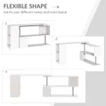 L-Shaped Desk 55" 360 Degree Rotating White Corner Computer Workstation with Storage - Image 4