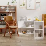 L-Shaped Desk 55" 360 Degree Rotating White Corner Computer Workstation with Storage - Image 9