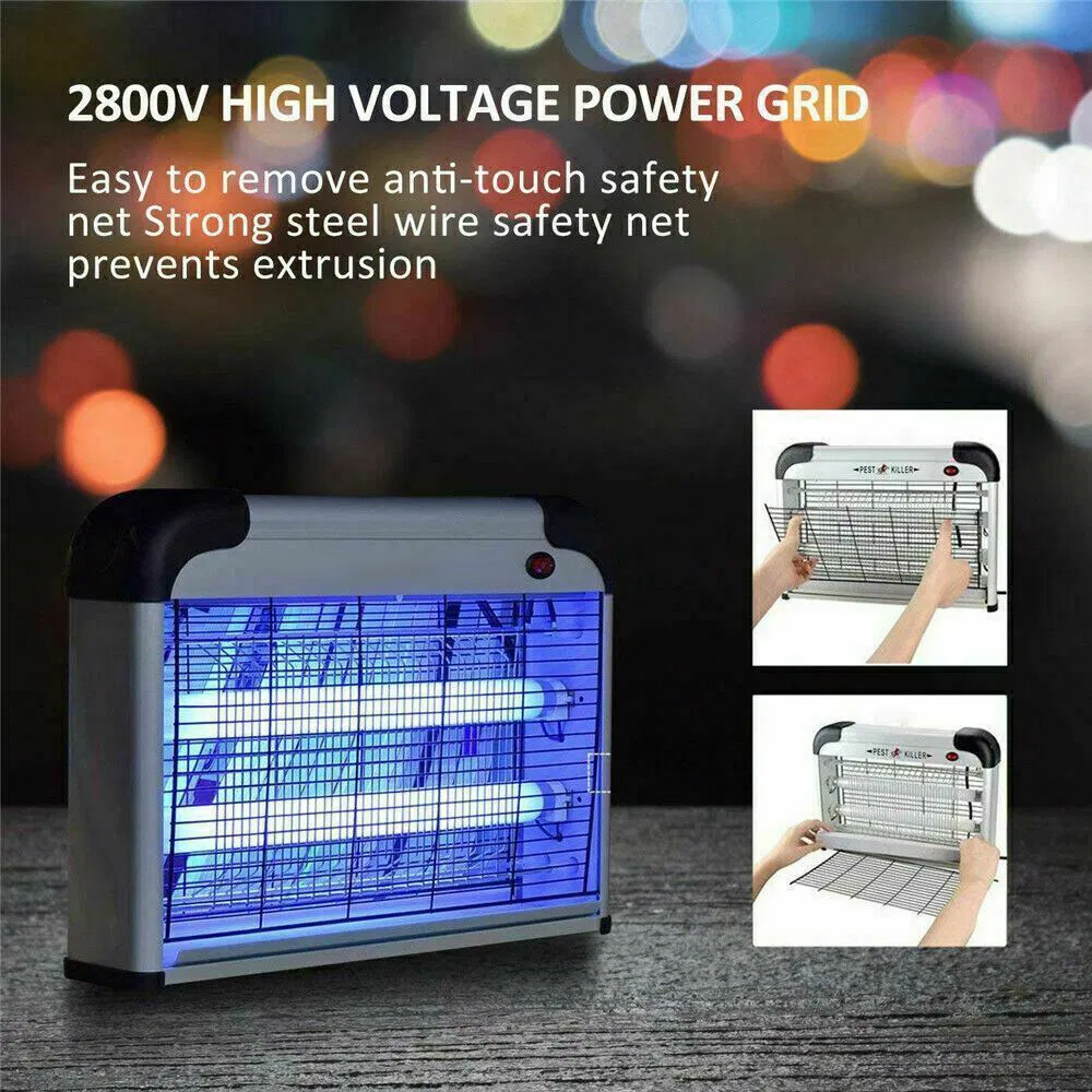 Indoor UV Bug Zapper with 2800V Grid and Two 10W UV Lamps
