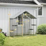 Large Catio Outdoor Cat Enclosure with Waterproof Cover, Walk-in Cat Patio w/ 5 Adjustable Platforms and Hammock - Image 3