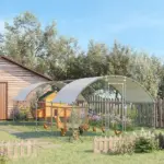 Large Chicken Coop Cage Silver Walk-in Enclosure Outdoor Poultry Hen Run with Cover - Image 2