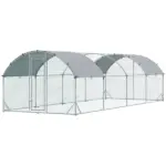 Large Chicken Coop Cage Silver Walk-in Enclosure Outdoor Poultry Hen Run with Cover - Image 12