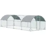 Large Chicken Coop Cage Silver Walk-in Enclosure Outdoor Poultry Hen Run with Cover - Image 13