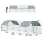 Large Chicken Coop Cage Silver Walk-in Enclosure Outdoor Poultry Hen Run with Cover - Image 3