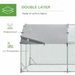 Large Chicken Coop Cage Silver Walk-in Enclosure Outdoor Poultry Hen Run with Cover - Image 4