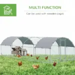Large Chicken Coop Cage Silver Walk-in Enclosure Outdoor Poultry Hen Run with Cover - Image 5