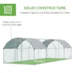 Large Chicken Coop Cage Silver Walk-in Enclosure Outdoor Poultry Hen Run with Cover - Image 6