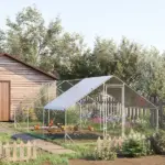 Large Chicken Coop Galvanized Metal 10x20 Hen House Outdoor Playpen Silver - Image 12