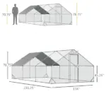 Large Chicken Coop Galvanized Metal 10x20 Hen House Outdoor Playpen Silver - Image 3
