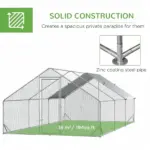 Large Chicken Coop Galvanized Metal 10x20 Hen House Outdoor Playpen Silver - Image 6